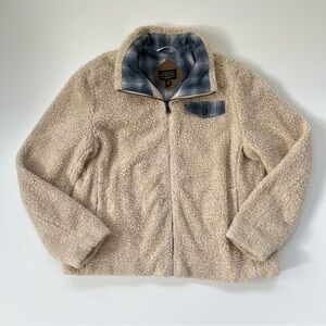 Pendleton Beige Cream  Fleece Sherpa Fuzzy Faux Fur Full Zip  Jacket size XL